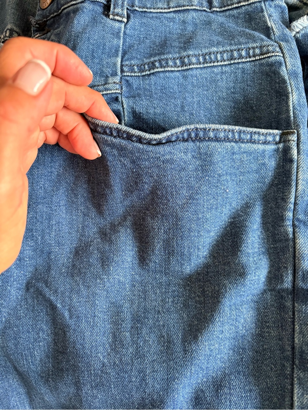 Closet Women's Blue Denim Overalls with Front Patch Pocket